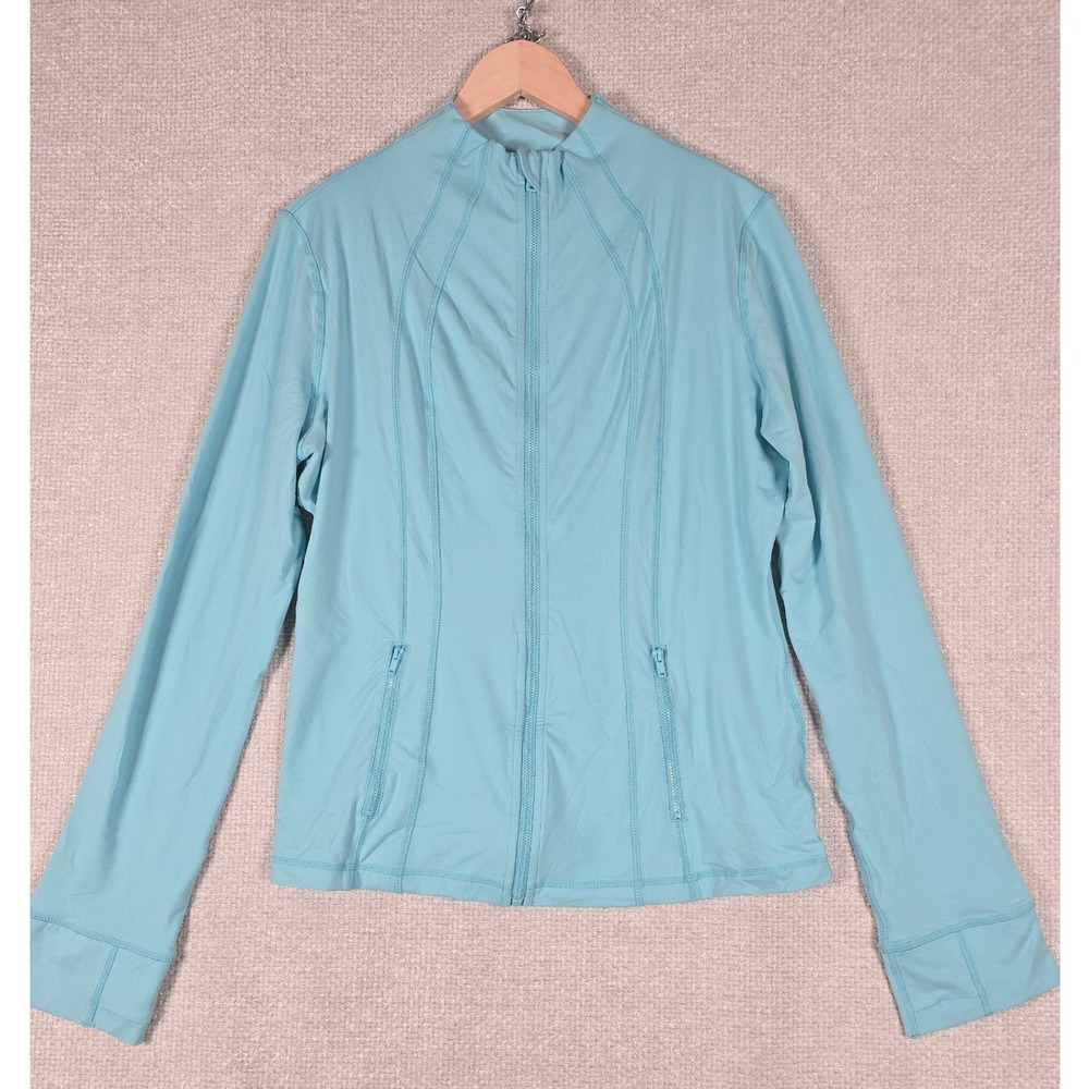 Rae Mode Womens 3XL Light Blue Mock Neck Full Zip Active‎ Jacket Vent Back